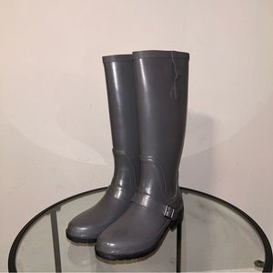 LL Bean Wellie Womens Size 8 Gray Rubber Waterproof Wellington Rain Boots Shoes
